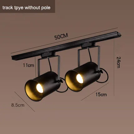 Винтажный потолочный светильник светодиодный черный железный потолочный светильник Промышленный светильник для одежды Ретро рельсовый Точечный светильник для кухни - Цвет корпуса: 2 heads without pole