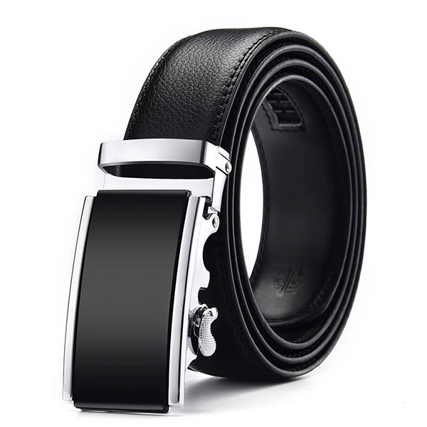 [LFMB] Leather Belts for Men 3.5cm Width Crocodile Brand Fashion Automatic Buckle Black Genuine Leather Belt Men's Belts Cow mens red belt Belts