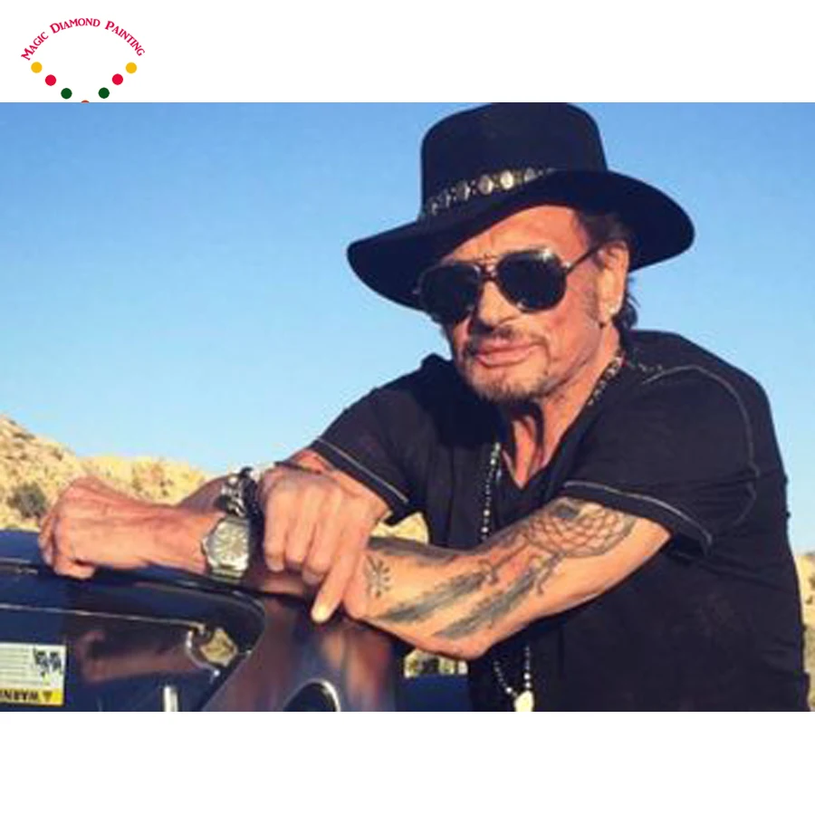 

square/round 5D diamond painting singer johnny hallyday cross Rhinestones embroidery plastic craftsFull diamond painting