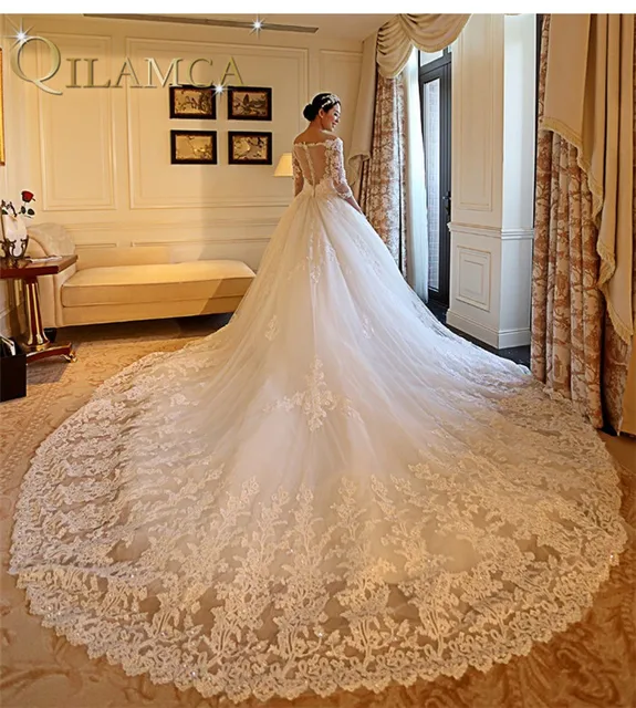 New Design Luxury Wedding Dresses Long Tail Ball Gown V Neck Floor New Design Luxury Wedding Dresses Long Tail Ball Gown V Neck Floor Length Y See Through