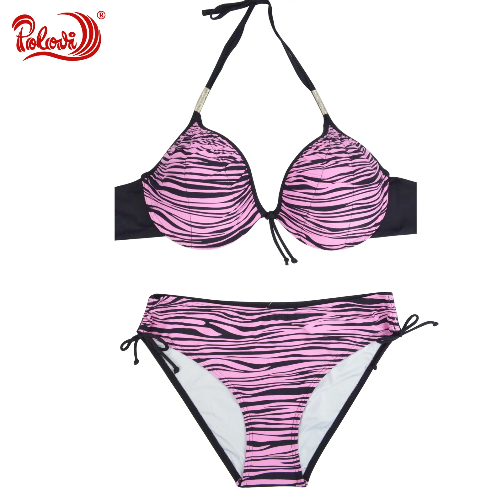 

Polovi Bikini Set Push Up Large Halter Top Plus Size Swimsuits Sexy Swimwear Women 2017 Beach Wear Bathing suits Biquini