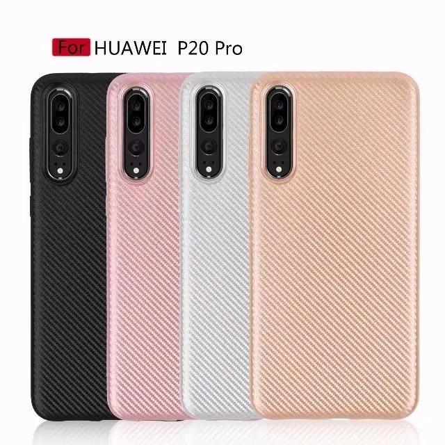 

Cell Phone Case for Huawei P20 Pro P20 Plus Luxury Carbon Fiber Anti-fingerprint Soft Rubber TPU Gel Back Cover Fundas
