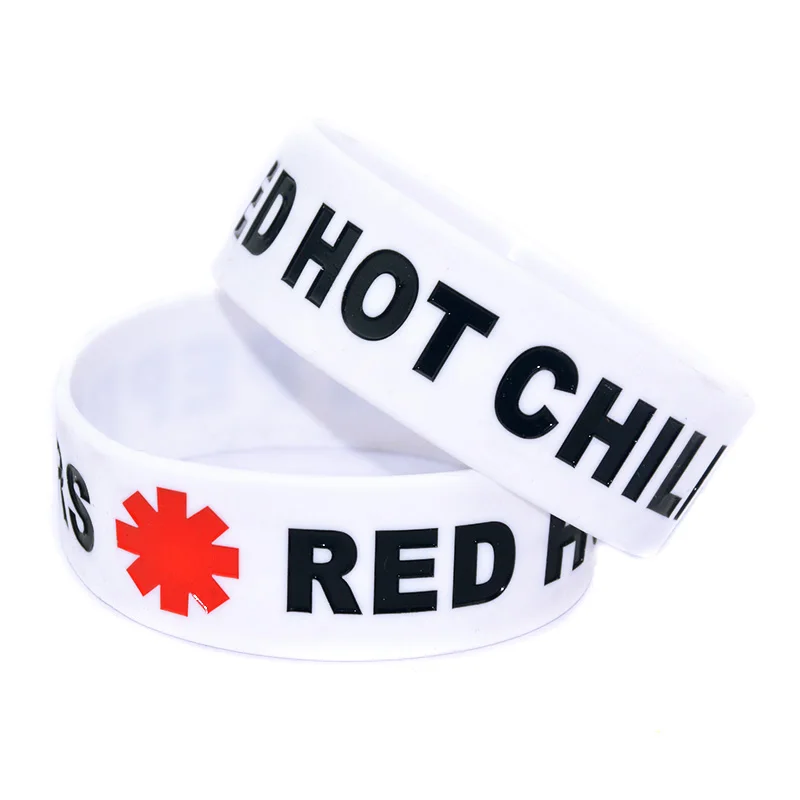 

OBD 1PC Black and White Red Hot Chili Peppers Rock Style Silicone Bangle