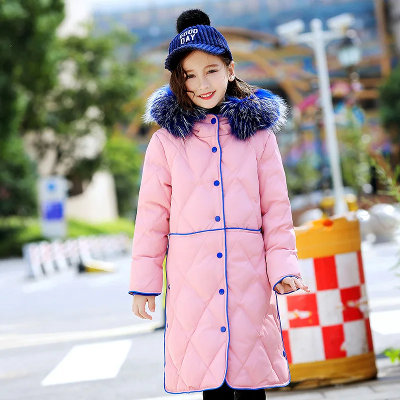 

down jacket girls in long natural children's wear children's 2018 new han edition brim cuhk children 12 to 15 years old