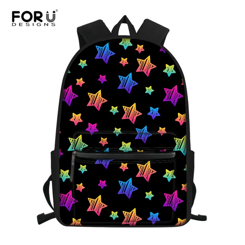 

FORUDESIGNS Star Print Children Schoolbag College School Teenagers Backpack Laptop Bag Rucksack Large Capacity Backpack Mochila