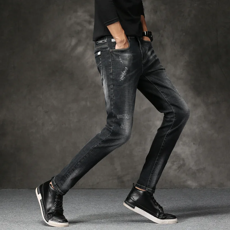 Новая мода, мужские джинсы s, мужские джинсы, 6 цветов, Стрейчевые джинсы для мужчин, узкие, вареные, белые, джинсовые брюки, брюки для мужчин размера плюс 28-38