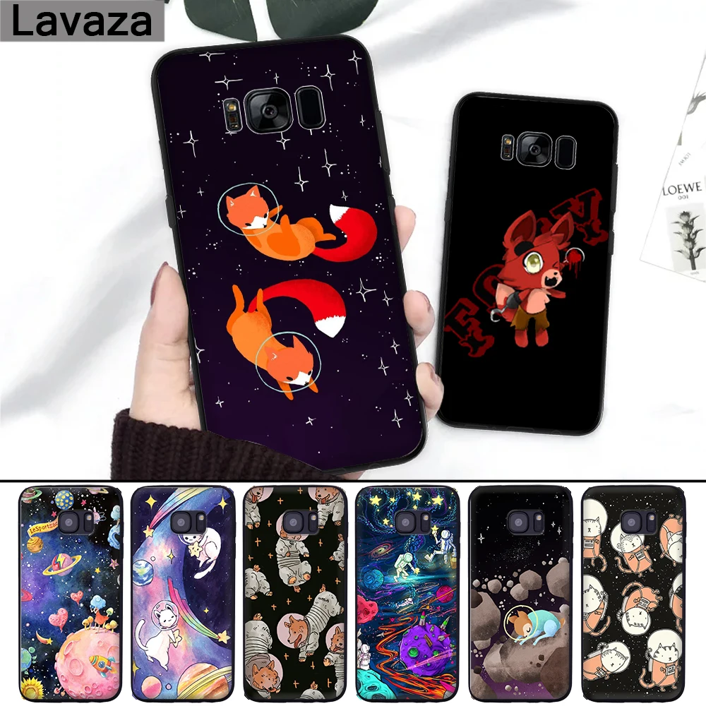 

Lavaza Astronaut Fox Space Moon Universe Foxes Silicone Case for Samsung S6 Edge S7 S8 Plus S9 S10 S10e Note 8 9