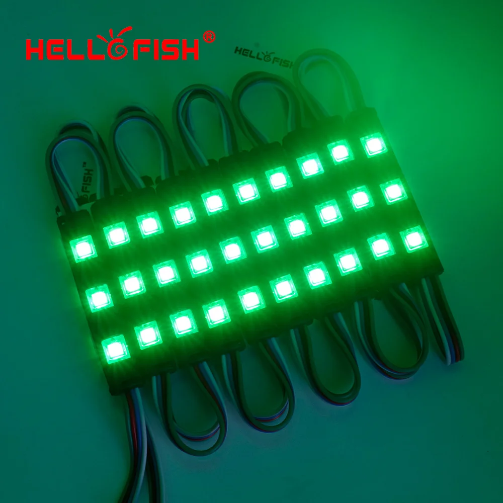 Hello Fish 20 шт. DC12V 5050 RGB светодиодный модуль 7515 рекламные модули светящиеся символы, модули для фоновой подсветки IP67 водонепроницаемый