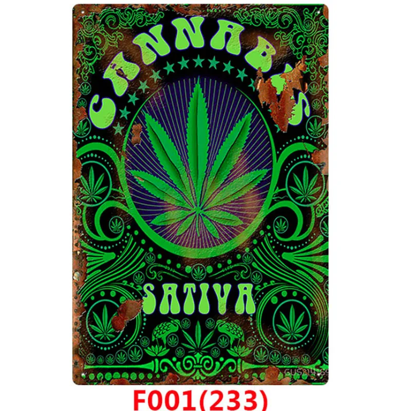 California Weed Retro Metal Tin Signs Poster Marijuana Vintage Tinplate Poster Bar Cafe Wall Decoration Poster 20*30cm