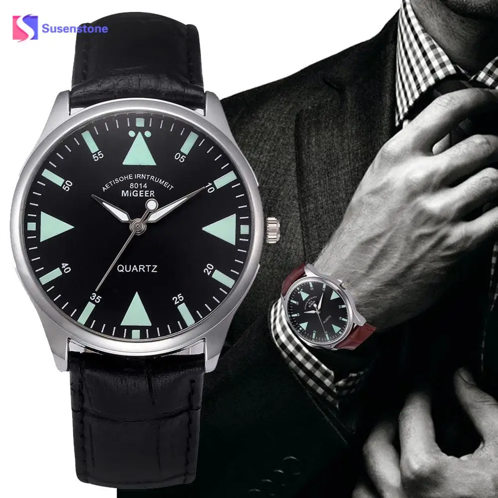 Fashion Brand Men's Luxury Quartz Wristwatches Man Retro Design Leather Band Analog Alloy Quartz