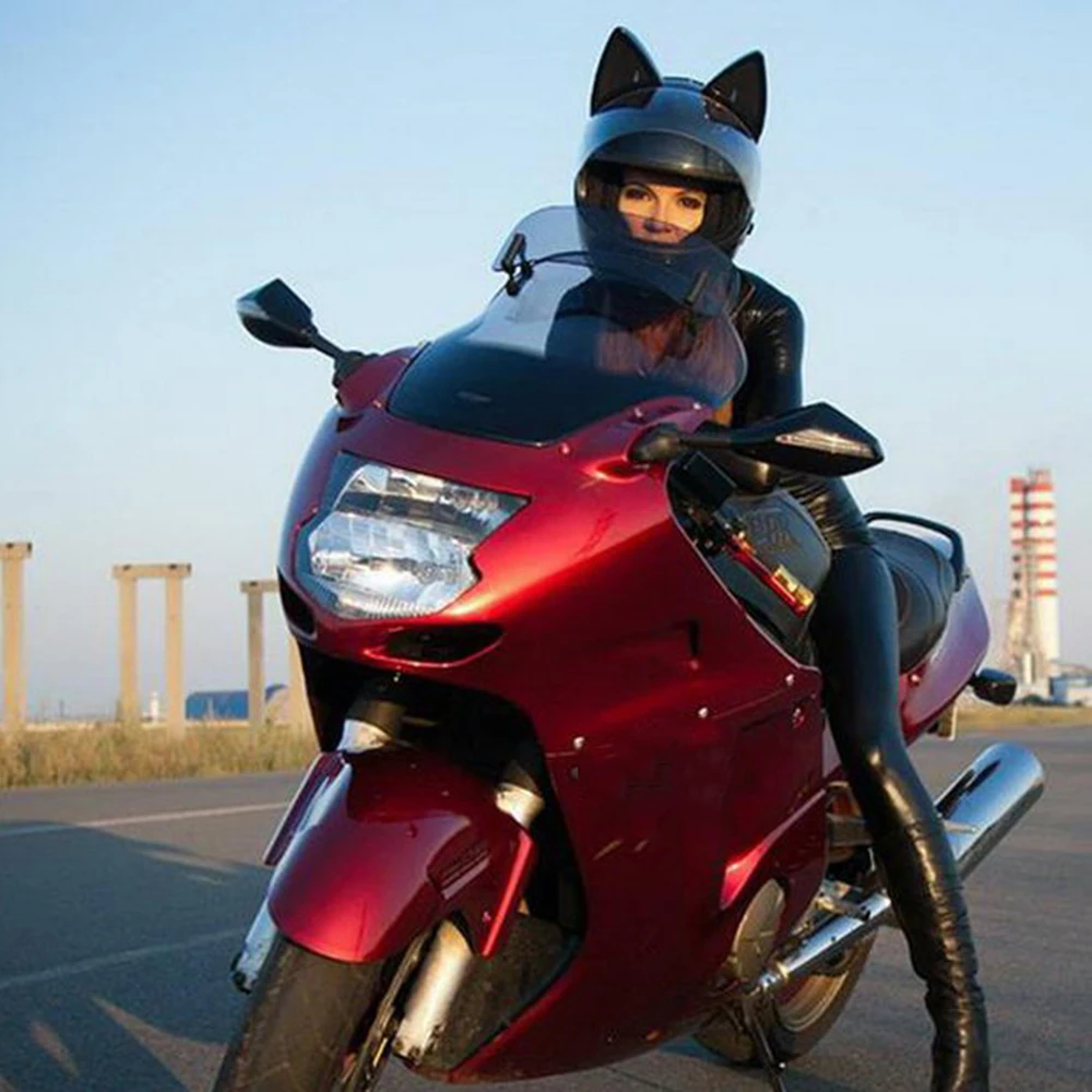 NITRINOS мотоциклетный шлем Женский шлем в виде кошачьей головы полное лицо шлем мото КАСКО Мото шлем Capacete кошачьи рога мотоциклетный шлем, белый