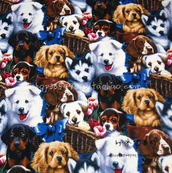 

105*50cm Cartoon lovely Full printing dog Cotton Fabric For Sewing DIY Quarter Quilting Patchwork Doll baby Bedding Patchwork