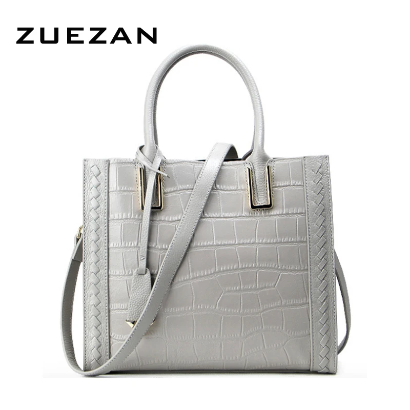 

29.5* 25*10cm, Women Genuine Leather Top Handles Handbag, Crocodile Pattern,100% Natural Cowhide Shoulder Cross body Bag A013