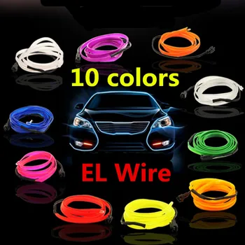 EL Wire Neon Nieuwigheid Licht Neon LED lamp Flexibele Touw Buis LED Strip String light Auto Decoratie Met 6mm Naaien