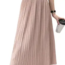 Yfashion/Женская однотонная плиссированная юбка миди в сдержанном стиле в стиле ретро высокого качества, красивые летние юбки
