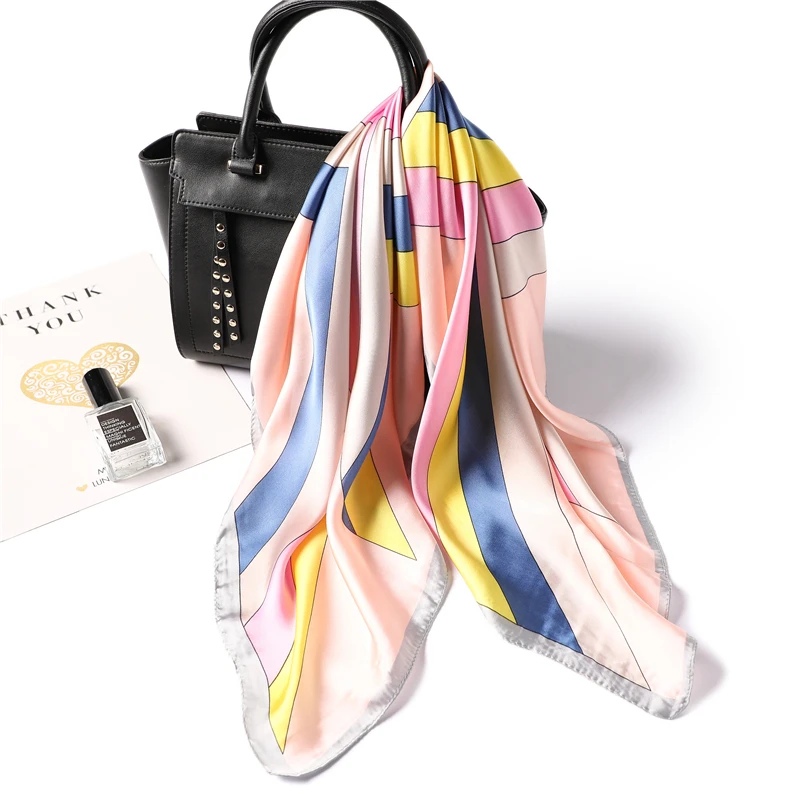 

Fashion Scarf for Ladies Silk Square Neck Scarfs Female Foulard Brand Print Shawl Hair Scarves Women 2019