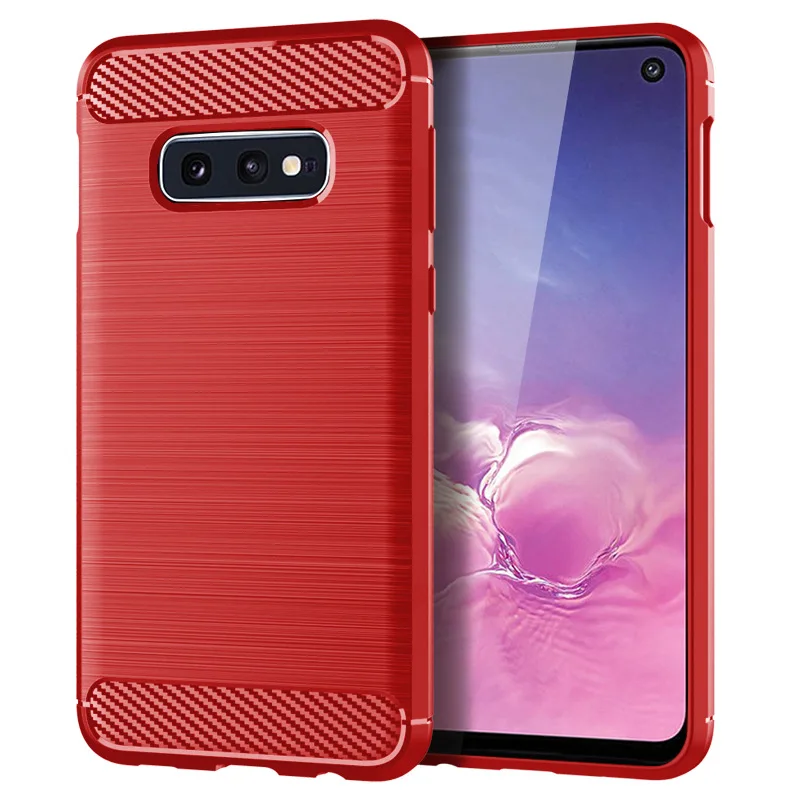 

for samsung galaxy s10e case silicone carbon fiber mobile back cover shatter resistant cases