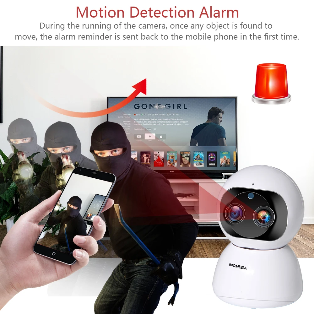  INQMEGA 1080P Dual-Lens Wireless Wifi Camera 2MP Cloud Auto Tracking IP Camera Indoor Home Security - 33020767988