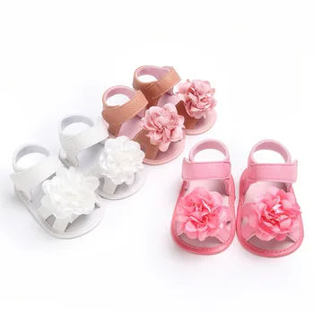 

Summer baby shoes baby girl solid color non-slip flower princess toddler shoes
