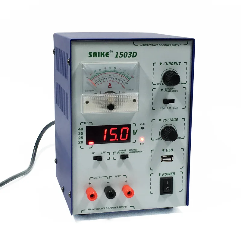 

SAIKE 1503D DC Regulated power supply 15V 3A regulated Adjustable Laboratory power supply With USB interface