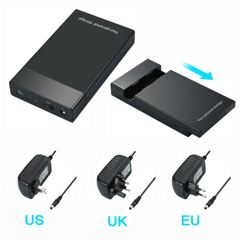 

High Speed 2.5Inch/3.5Inch USB3.0 SATA 1153E Hard Disk Drive Box External HDD Enclosure Case with Power Adapter Accessories