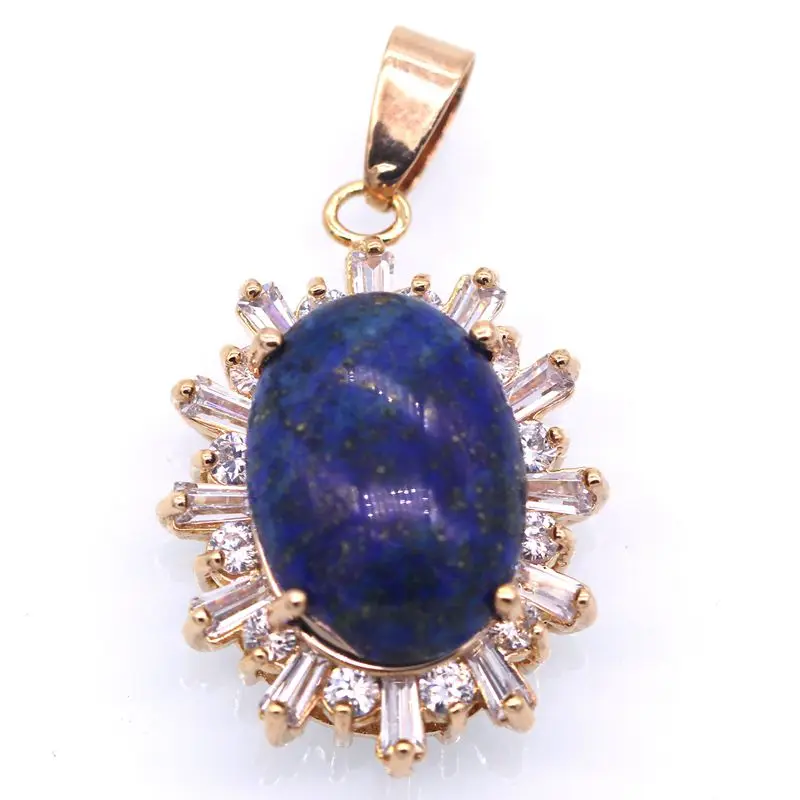 JinYao Zircon Lapis Natural AAA Quà Phụ giá Tặng Đảng Mới Health Màu Sức F06-3 & Necklace Dây Oval Pendant nay Vàng Nữ Thời Giảm Cho hôm IOW Champagne lazuli Mặt Trang 2 JinYao Zircon Lapis Natural 2