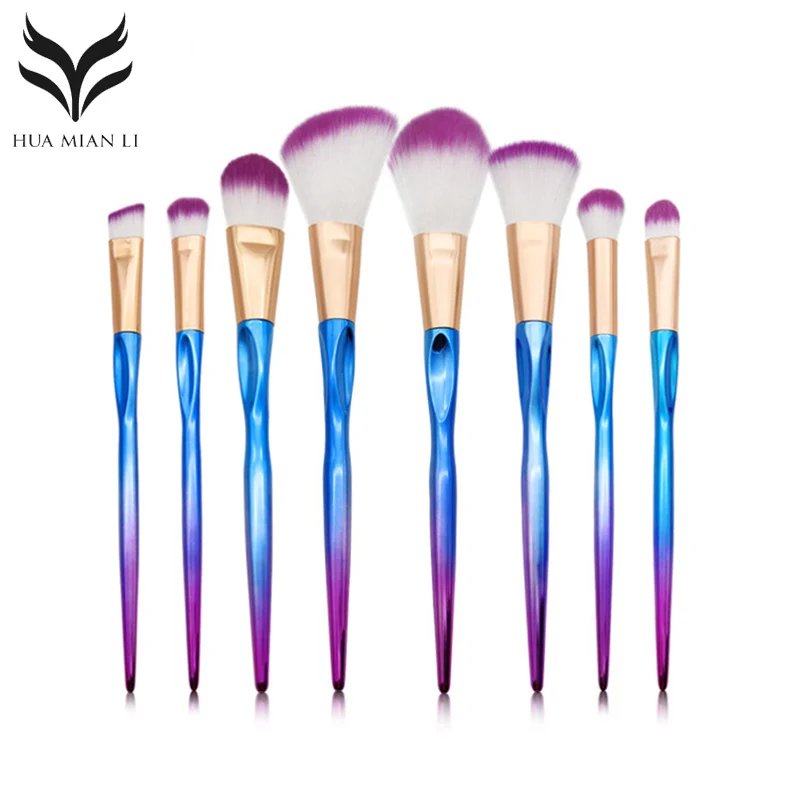 8Pcs Facial Powder Foundation Makeup Brushes Set Eyeshadow Eyebrow