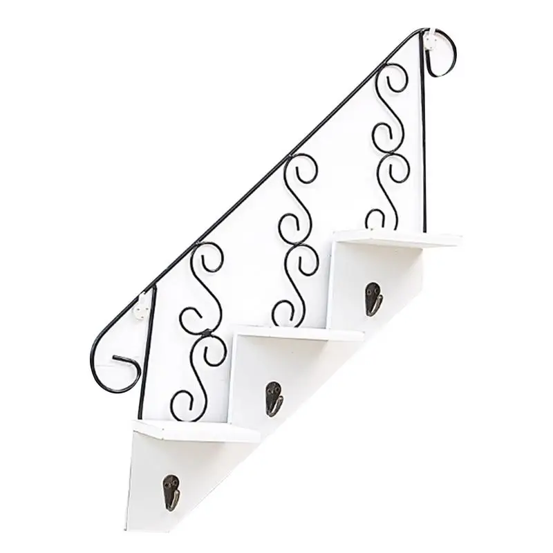 Лестница-образный крючок вешалка настенная декоративная Цветочная стойка гостиная кухня хранение плантатор - Цвет: White