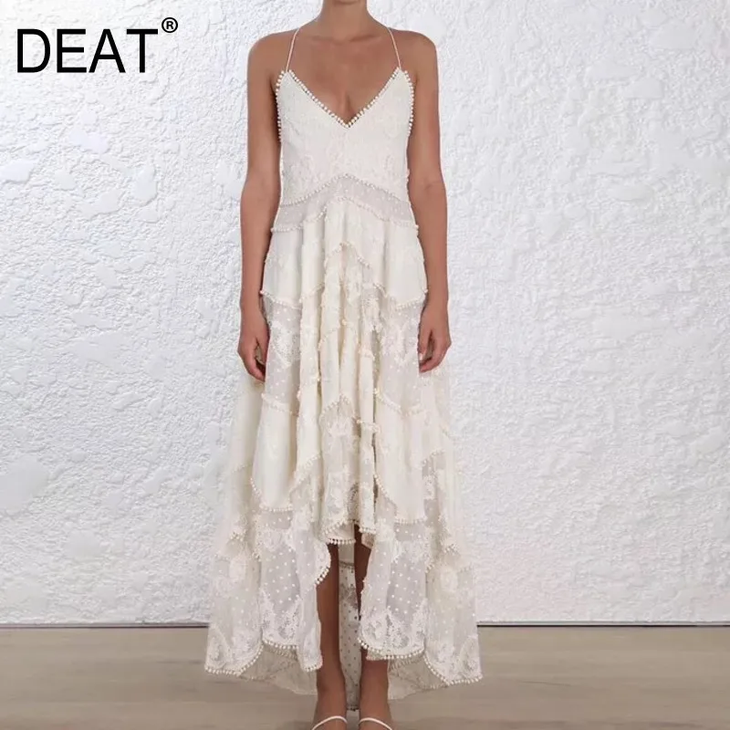 

DEAT 2020 New Fashion Sexy V-neck Solid Sling Women Dress Trendy Summer Long Section Casual Hot Sale Clothes BE882