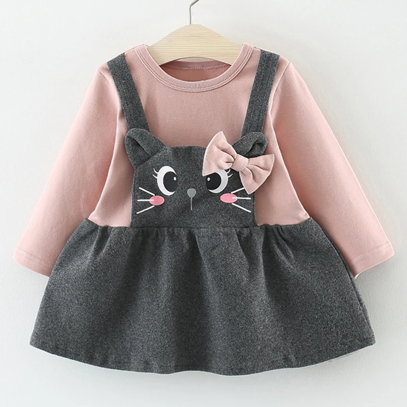 Baby Girl Winter Clothes Cotton Cat Bowknot Baby Dresses Autumn Cute Newborn Infant Toddler Clothing Bebes Costume Christmas