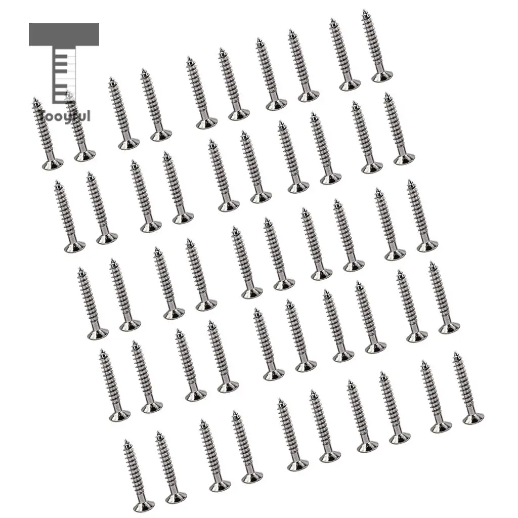 Tooyful 50 Pack Nickel Tremolo Bridge Mounting Screws fo TL Style Guitar Telecaster Tremolo Bridge Screws Parts 3.5x25mm