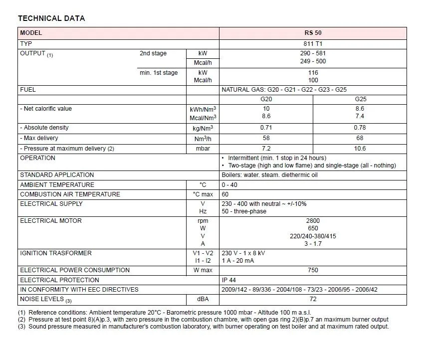 Riello RS50 газовая горелка Двухступенчатая газовая горелка LPG с 412 клапаном