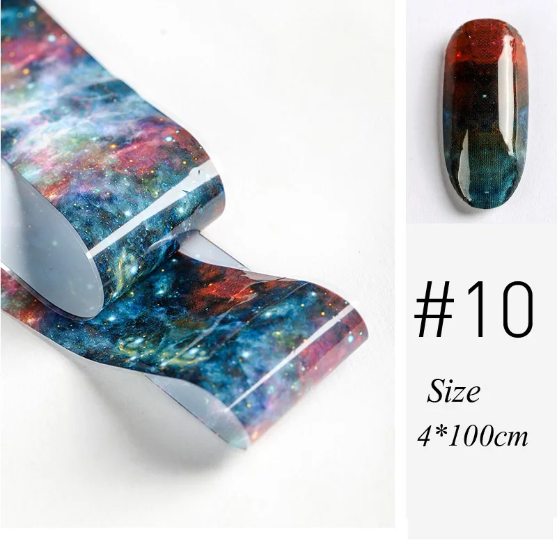 10 colors Water Marble Effect Nail Foil Paper Fantasy Rainbow Starry Sky Transfer Foil Nail Art Sticker Manicure Decorations - Цвет: 1pc color 10