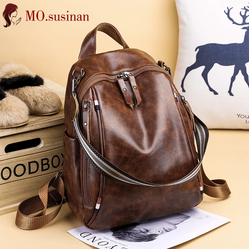 

women Backpack multi-functional quality leather bagpack school 2019 fashion Female young back pack Ladies leisure travel rucksac