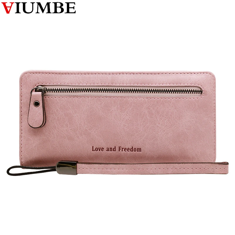 

2018 Famous Brand Leather Women Wallet Long Purse Vintage Solid Multifunctional Cards Holder Clutch Fashion Standard Wallets