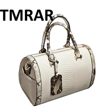 

New Super pu leather Boston handbag fake snake skin pattern chic brand angote lady shoulder bag high capacity big bag M2091