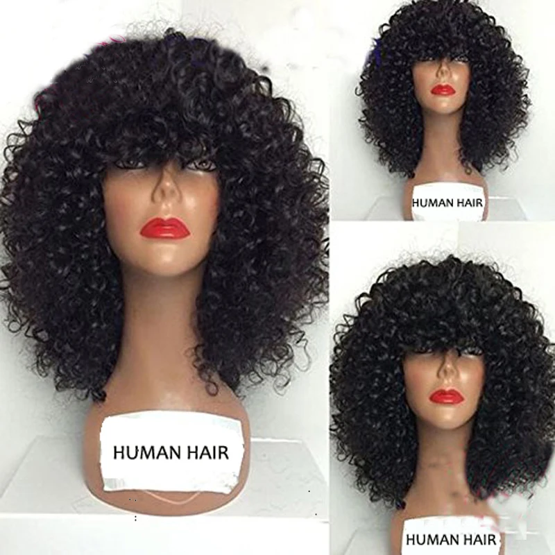 curly wig with bangs