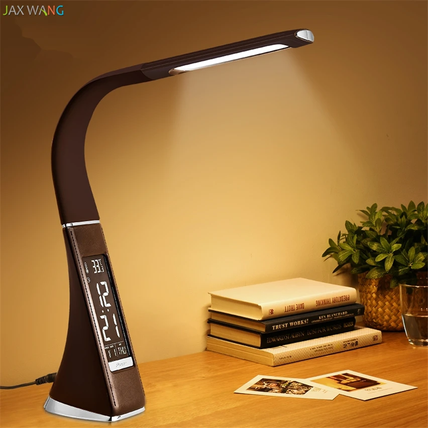 JW_Nordic Japanese LED Desk Lights Touch Leather Pattern Folding LCD