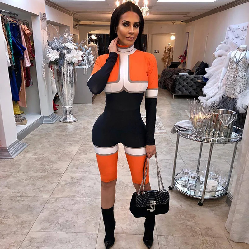 

Sexy 2018 ROMPERS WOMENS JUMPSUIT Shorts Color Block Playsuit Hippie Overalls Female Culotte combishort femme Tight Streetwear