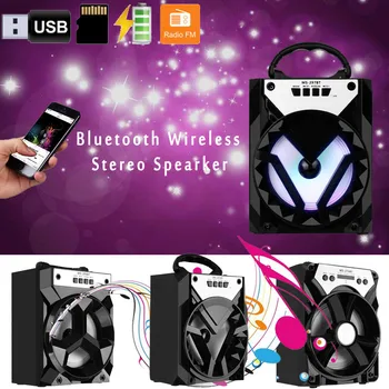 

Outdoor Portable Wireless Bluetooth Speaker Stereo Super Bass w/ USB/TF/FM Radio With Changing Lights R0409