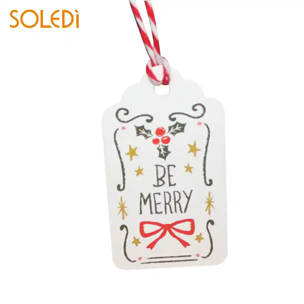 Soledi Xmas Gift Tags Wedding Coloured Drawing Creative Clothes Christmas Hang Tags Festival Santa Claus Party Cookie