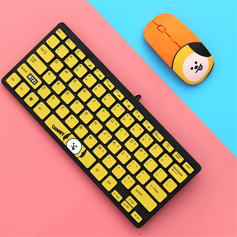 

Kpop Bangtan Boys Wired Keyboard Cute CHIMMY COOKY TATA Computer USB Keyboard For Laptop PC Office Supplies