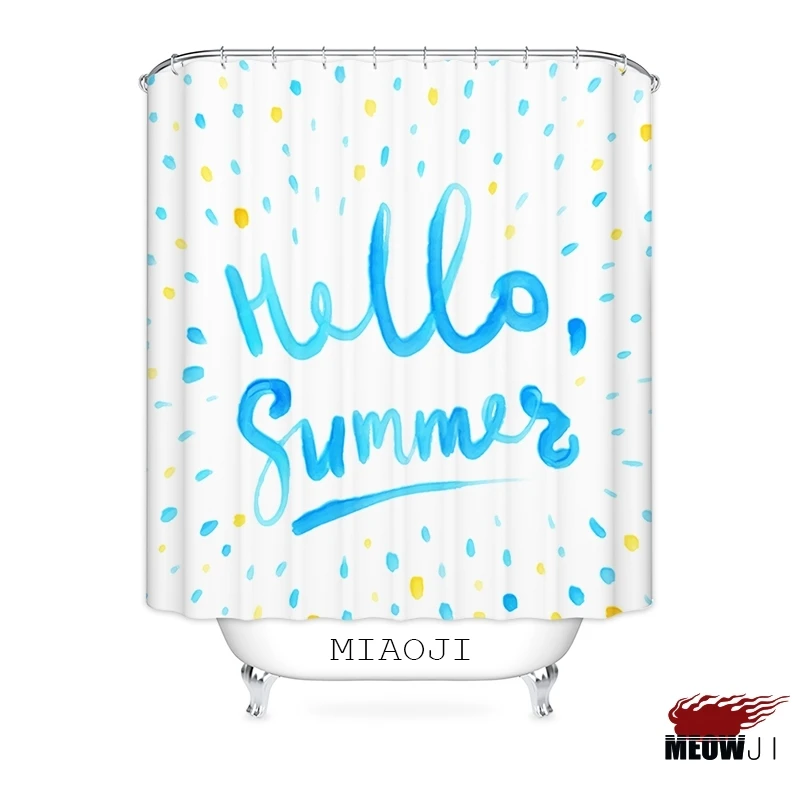 Hello Summer Shower Curtain Printed Waterproof Polyester Fabric