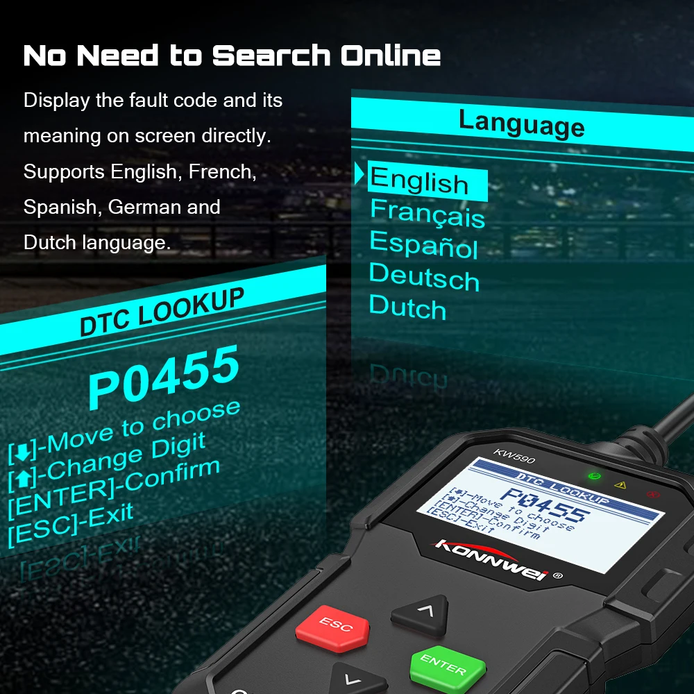 Автомобильный сканер KW590 OBD2 диагностический инструмент OBD 2 для автомобиля