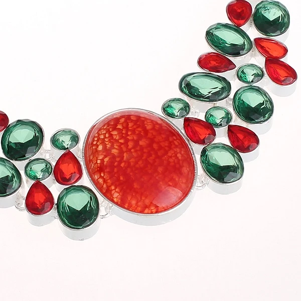 Christmas Gift High Quality Red Green Fashion Synthetic Crystal Choker Necklaces For Women SGN-P026