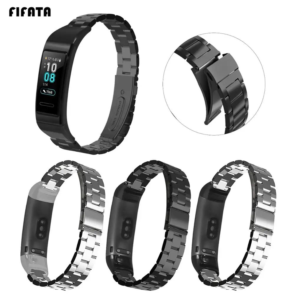 

FIFATA Metal Strap For Huawei Band 3 Screwless Stainless Steel Bracelet Band For Huawei Band 3 Pro Wristband Replace Accessories