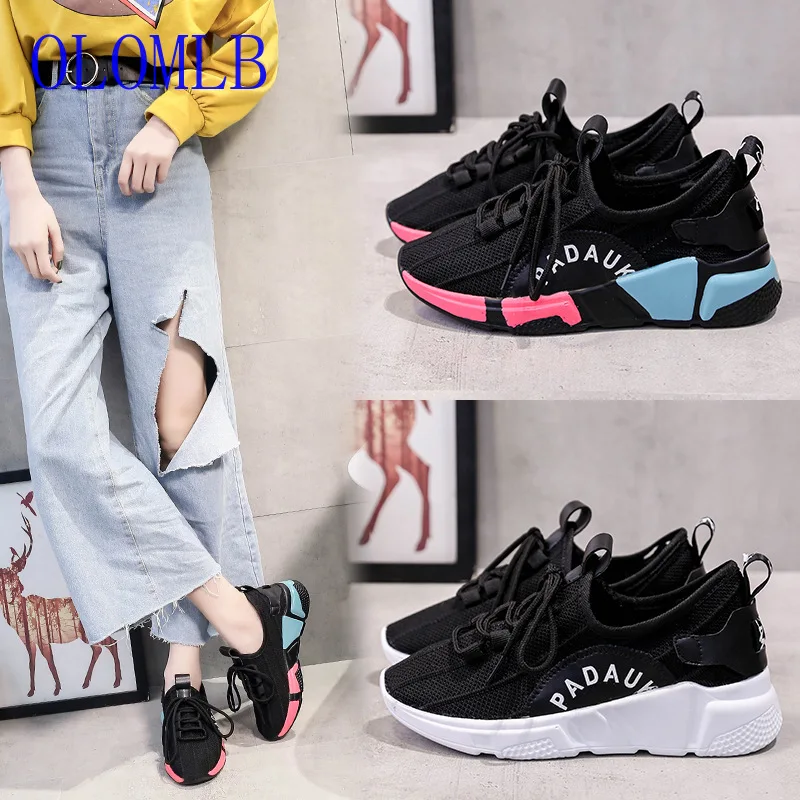 

OLOMLB Casual Shoes Platform Women Sneakers 2019 Spring High Quality Mesh Breathable Increased Women Shoes zapatillas de tacon