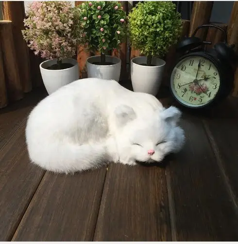 

WYZHY Faux velvet animal cat model ornaments Sleeping cat desktop ornaments home decorations 21cmX17cmX6cm