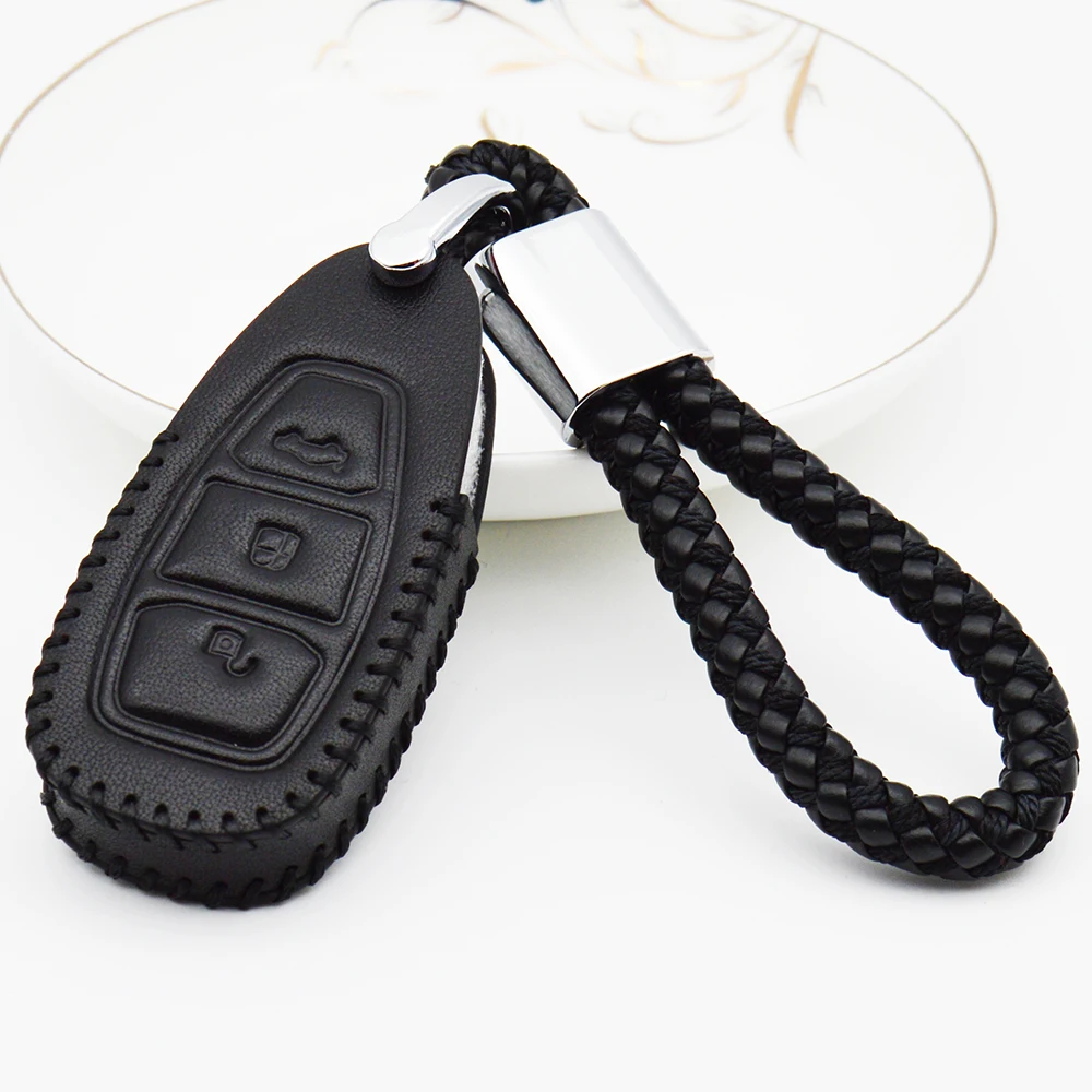 

Car Key Cover Case For Ford Fiesta Mk7 St Mondeo Mk3 Mk4 Focus Mk2 Mk3 Explore Ranger Genuine Leather Key Ring Shell Accessories