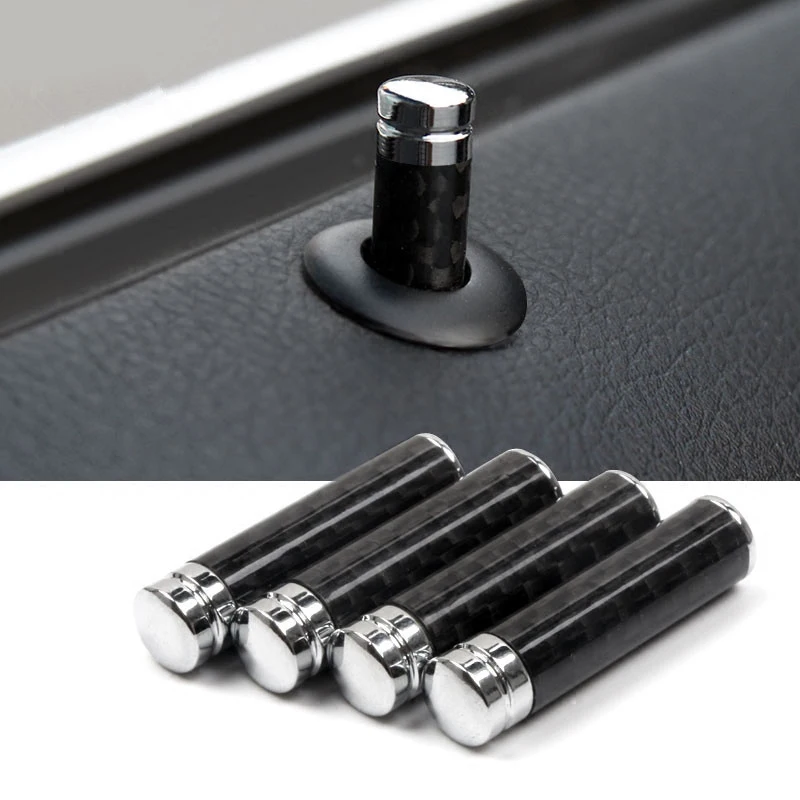 Carbon Fiber Car Door Lock Bolt Cover Trim Interior Stick Pin Cap Decal